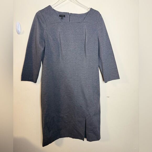 Talbots Women's Square Neck Ponte Knit Grey 3/4 Sleeve Career Dress | Size 12 - Picture 1 of 5